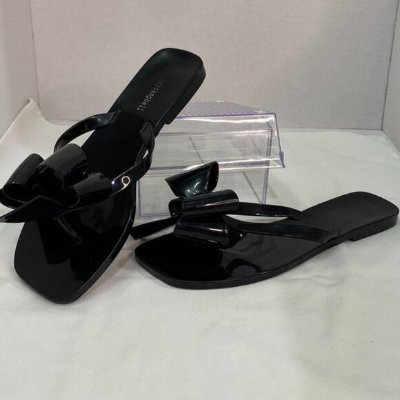 Jeffrey Campbell Jelly Bow Thong Slide Sandals Black Size 10 - Picture 1 of 10